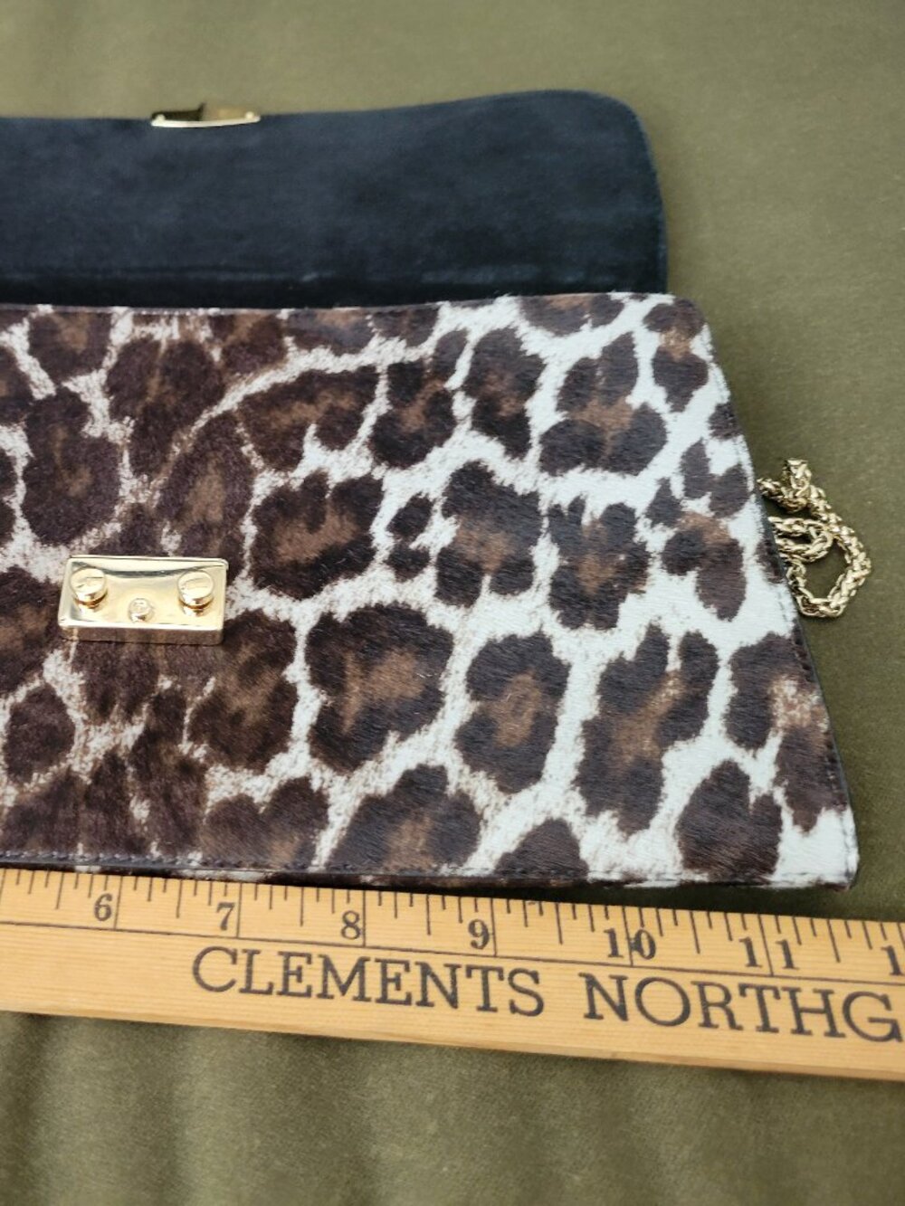 NWT Furla Cowhide Animal Print Leather Gold Chain Clutch Shoulder Bag Italy - Picture 6 of 16